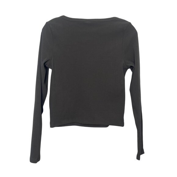 Wild Fable Long Sleeve Ribbed Top Womens Medium Gray New Fall - Picture 2 of 10